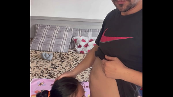 Cleopatra sucks my cock deep at home and swallows my cum