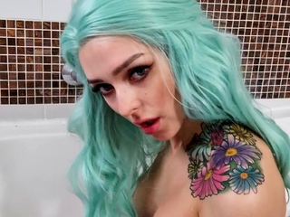 Glamour babe with big boobs masturbates in lingerie