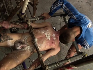 Sexy homo stays pliant while being treated hard in bdsm sex