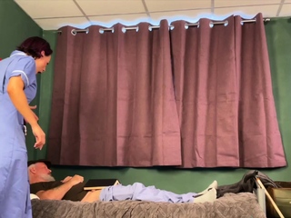 Cockhungry nurse doggystyled by grandpa