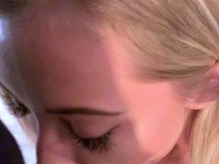 Busty blonde milf gives a great pov handjob