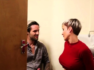 CFNM toilet femdom jerks BFs cock