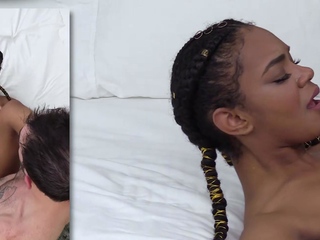 A super sexy brunette massages her big boobs