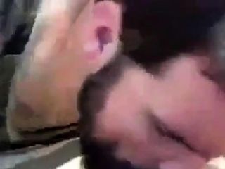 Daddy gives a facial in the woods