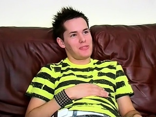 Big throbbing cock amateur Ethan jerks off after interview