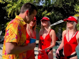 Hot neighbor gets a hot reverse gangbang