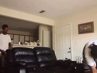 Amateur Ebony slut fucks and sucks on cam