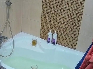 Sexy black amateur caught taking a shower on hidden cam