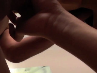 Brunette ladyboy rides a big cock in reverse cowgirl until