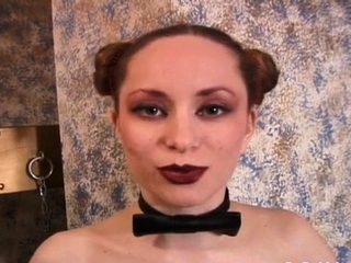 Cold-blooded bondage time for curvy chick with fine rack