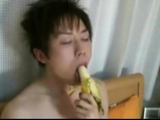 Horny Korean Twink Fucks a Banana!