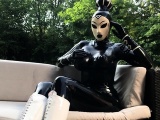 Latex slut solo anal masturbation