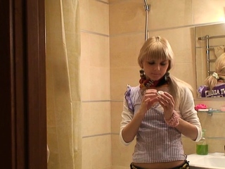 Sensual teen Katie (aka Lolly) costume is rubbing her beaver
