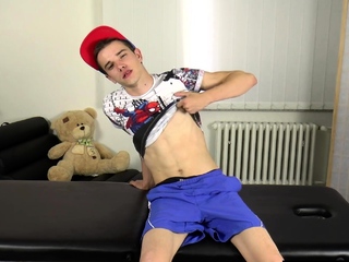 Teen boy has a dick sticking out of his shorts Eastboys