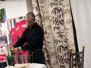 Three mature ladies and babe group sex after dinner